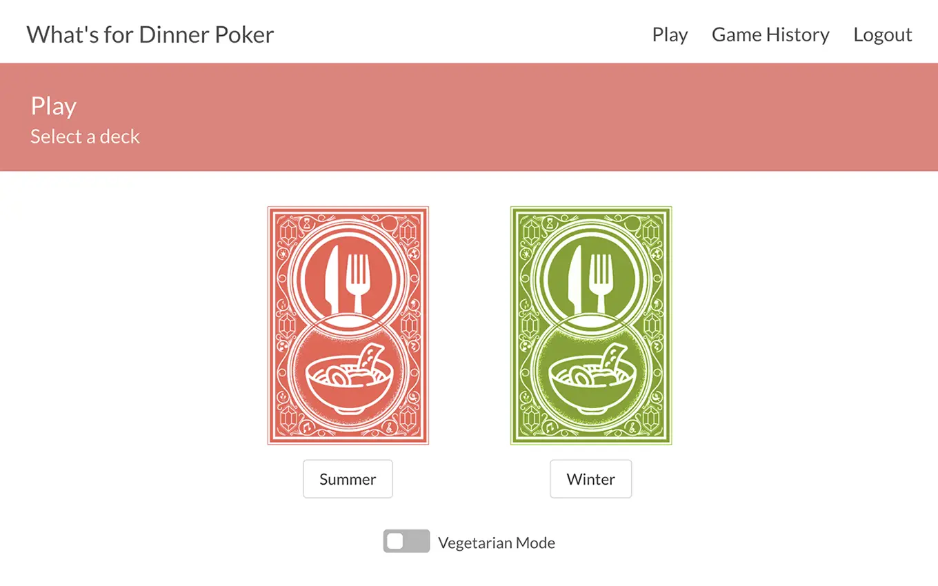 What's for Dinner Poker Screenshot